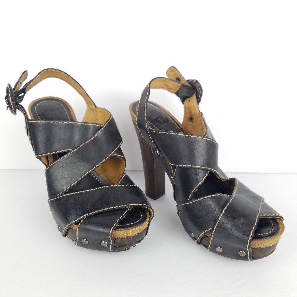 Frye Leather Darcy Peep Sandals 6.5